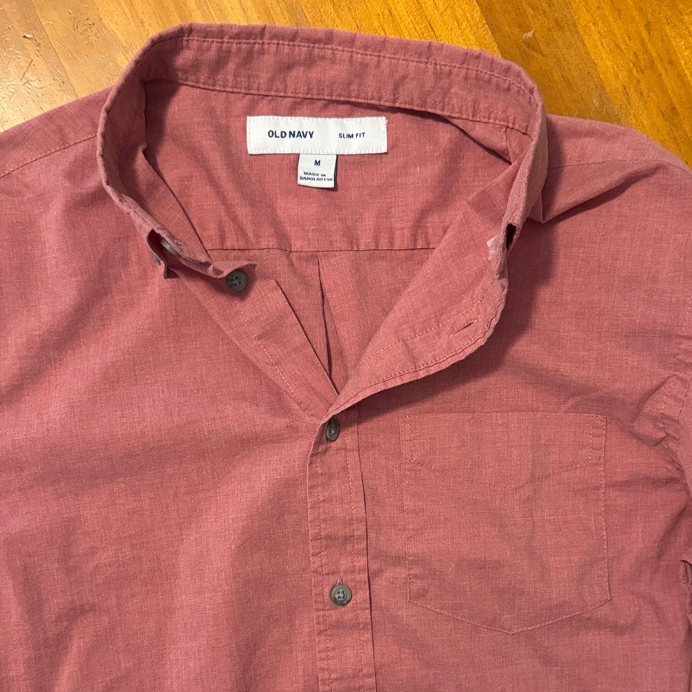 Old Navy Men's Casual Button Down Shirt in Rose